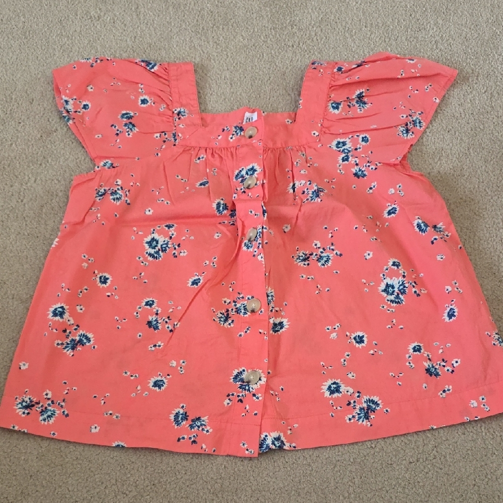 GAP Coral Floral Blouse, Women's Size Medium.